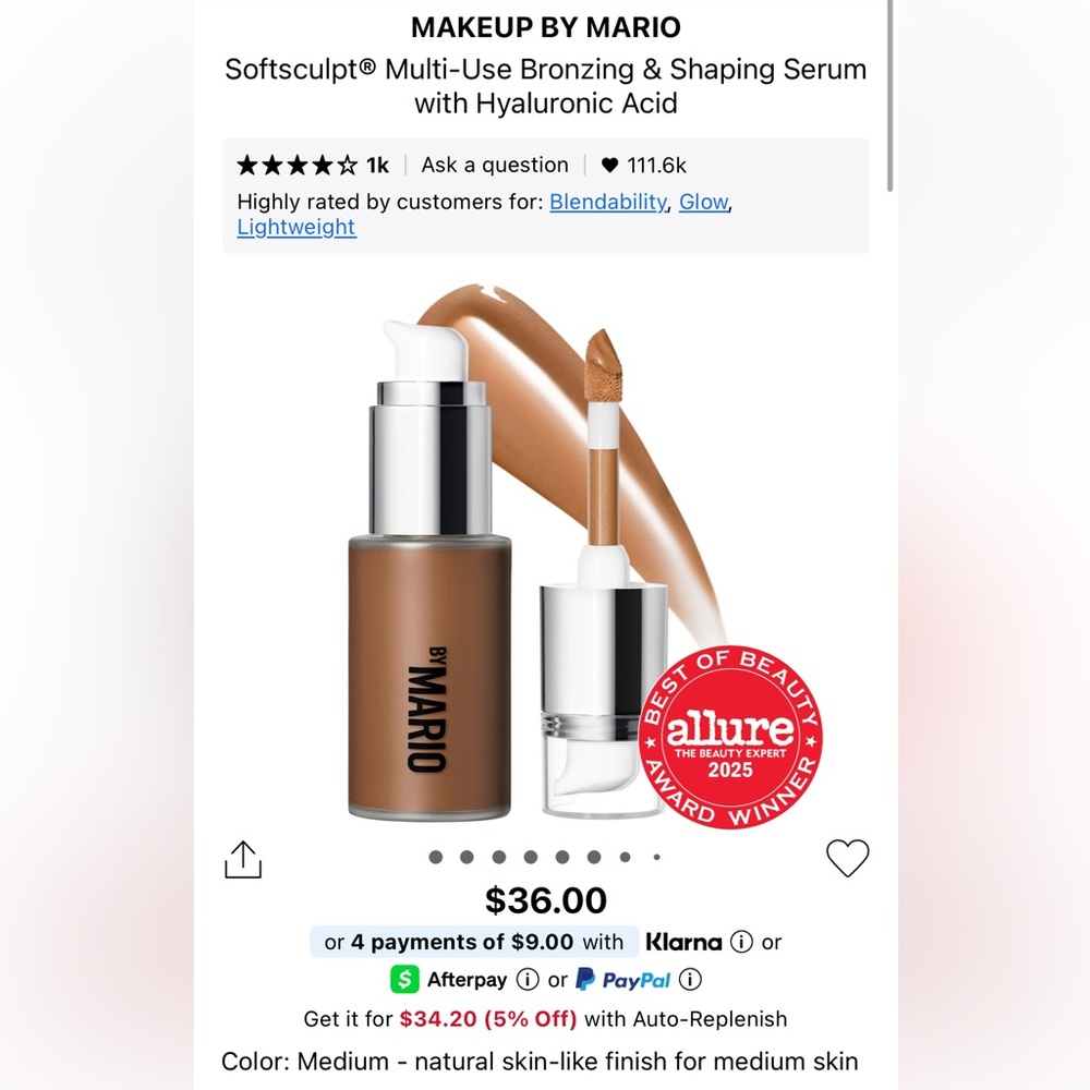 MAKEUP BY MARIO SoftSculpt Bronzing & Shaping Serum - Medium